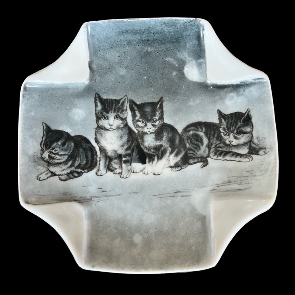 Vintage square cat kitten plate decor Unique Rare find